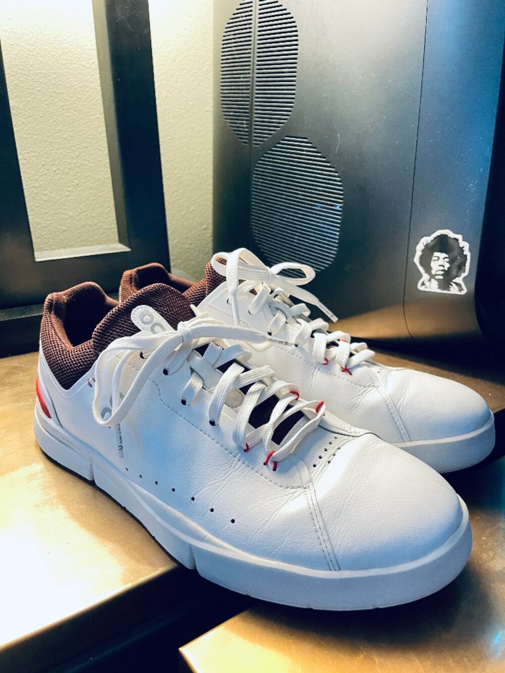 On Cloud Running The Rodger Tennis Shoes White Leather uppers size 11 US 45 Mens